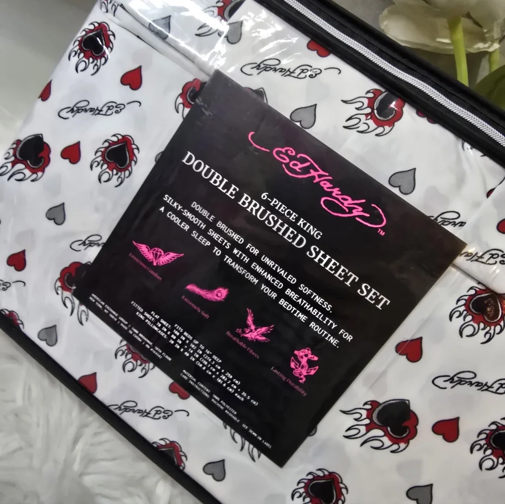 Ed Hardy 6Piece King Double Brushed sheet set.New
